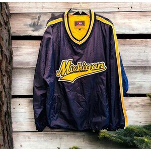 Vintage Michigan Wolverines Pull Over Jacket XL Colosseum Nylon Starter Sewn